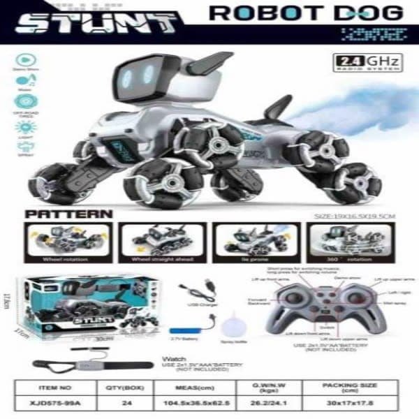 Rc lazer stunt robot dog with 8 wheel ,with hand sensor comtrol - Wholesale Toys & Return Gifts India