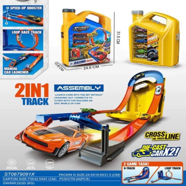 Street Convoy 2-in-1 Racing Track Set with 2 Die-Cast Cars – Loop Track – Multi-Function Toy for Kids 3+ Years - Wholesale Toys & Return Gifts India