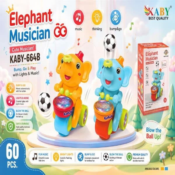 Musical & blow ball elephant  - Wholesale Toys & Return Gifts India