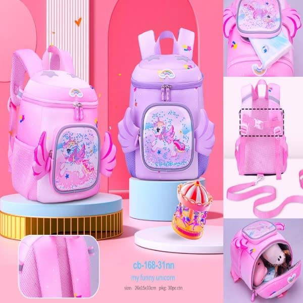 CB 168-31 NN BAG,3D Unicorn Design Large Capacity School Bags - Wholesale Toys & Return Gifts India